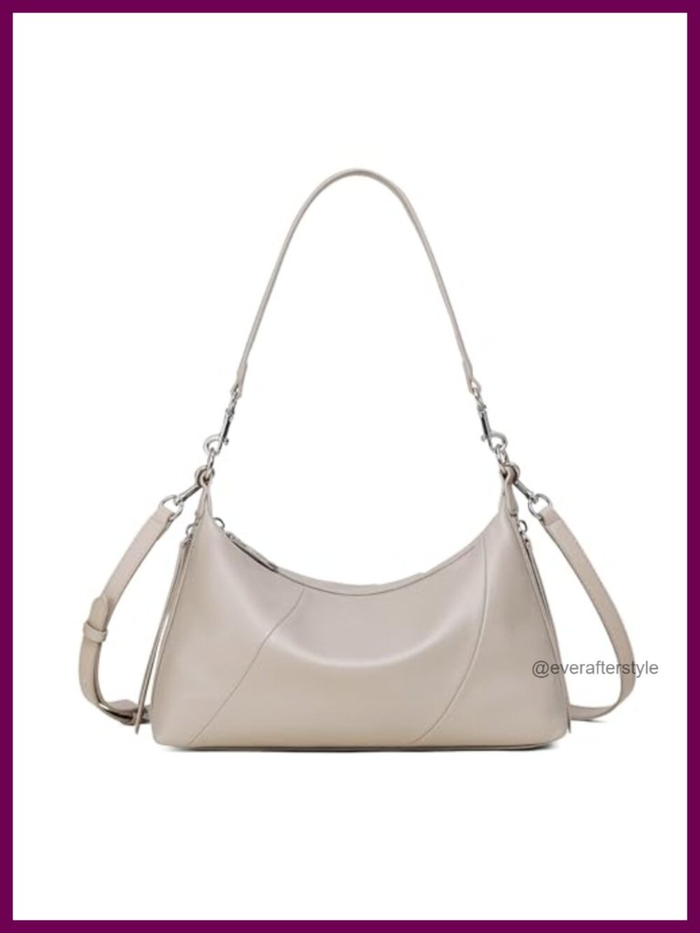 Genuine Leather Hobo Shoulder Crossbody Bag with Dual Straps
